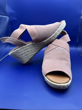 Sonoma Goods For Life Blush Wedge Espadrille Slingback Sandals Size 6